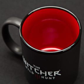 img 2 attached to ☕🐺 Witcher 3 White Wolf Medallion Coffee Mug - Stylish Ceramic Cup for Witcher Fans - Black/Red, 11oz