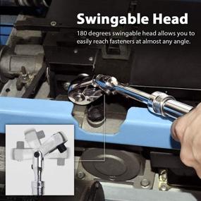 img 2 attached to 🔧 FIRSTINFO 3/8-Inch Drive Locking &amp; Flexible Extendable Ratchet Wrench Reversible, Soft-Grip with 72-Tooth Geared Action (Size Range: 10.2 - 14.1 inches)