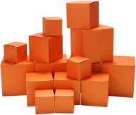 📦 quotidian glitter paper gift boxes with lids - assorted sizes (2x2x2, 3x3x3, 4x4x4) pack of 15 - vibrant orange logo