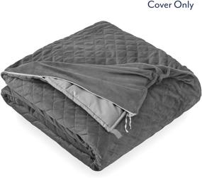 img 3 attached to Bare Home Duvet Cover for Weighted Blanket (40x60) - Youth Size, Ultra-Soft Minky, Removable & Washable, Grey Diamond Pattern