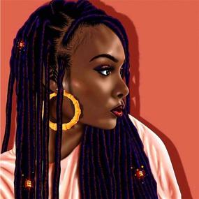 img 4 attached to 🎨 Kaliosy 5D Diamond Painting African Woman Dirty Braid Earrings Big Eyes Sexy - Full Drill DIY Crystal Craft Kit for Cross Stitch Decoration