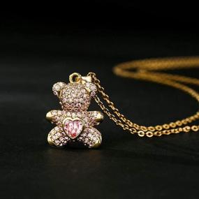 img 2 attached to 🐻 Foruiston Cute Animal Heart Crystal Pendant Necklace - Teddy Bear Pendant Jewelry for Women and Teen Girls