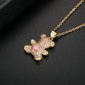 img 3 attached to 🐻 Foruiston Cute Animal Heart Crystal Pendant Necklace - Teddy Bear Pendant Jewelry for Women and Teen Girls