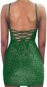 img 3 attached to 💃 Sparkling Glitter Bandage Bodycon Wrap Dress for Women - Sleeveless Mini Club Party Dresses