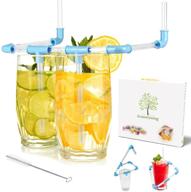 kids' crazy fun drinking straws set - 22 part flexible building plastic straws, connectable and funny - create your own straw! logo