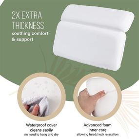 img 2 attached to 🛀 VANELUX Ultra Soft & Luxurious Spa Bath Pillow - 2X Thick & Cozy, 2-Panel Design for Back & Shoulder Support - Bathtub, Hot Tub, Jacuzzi - Slip Resistant (14.25 x 11.25 Inch, White)