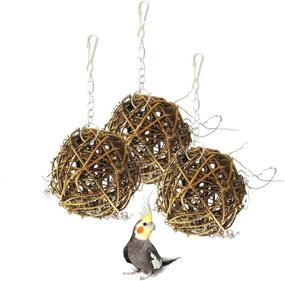 img 4 attached to 🐦 Enhance Your Bird's Playtime with Hamiledyi Willow Branch Rattan Balls Chew Toys - Perfect for Parrots, Cockatiels, Budgerigars, and More (3 Pcs)