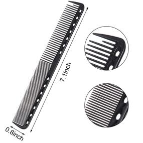 img 2 attached to 🔥 6-Piece Carbon Fiber Salon Hairdressing Comb Set - Heat Resistant Barber Comb Kit, Fine Cutting Comb (Black)