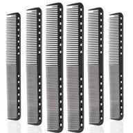 🔥 6-piece carbon fiber salon hairdressing comb set - heat resistant barber comb kit, fine cutting comb (black) logo