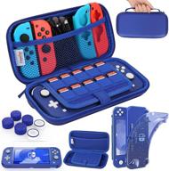 🎮 heystop compatible with switch lite carrying case: glitter tpu protective case, games card slot, and thumb grip caps - nintendo switch lite accessories kit (blue) logo