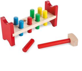 img 4 attached to 🔨 Enhanced SEO: Melissa &amp; Doug Deluxe Wooden Pound-A-Peg Toy Set With Hammer