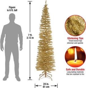 img 2 attached to 7-Foot Champagne Gold Tinsel Artificial Christmas Tree by National Tree Company - Includes Stand