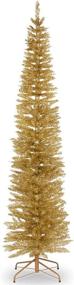 img 4 attached to 7-Foot Champagne Gold Tinsel Artificial Christmas Tree by National Tree Company - Includes Stand