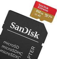 sandisk 512gb extreme uhs-i microsdxc карта памяти с адаптером sd, высокая скорость чтения до 160 мб/с, запись до 90 мб/с, v30, a2 логотип