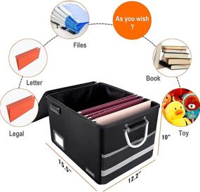 img 1 attached to 🔒 Secure and Portable Fireproof File Box with Lock for Letter/Legal Folders - BALAPERI Collapsible File Organizer