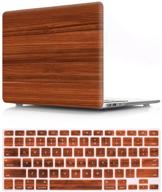 📦 hrh 2 in 1 brown wood texture laptop body shell pc protective hard case cover and silicone keyboard cover for macbook air 11 inch (models a1370 and a1465) - stylish protection and compatibility logo