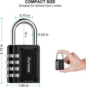 img 3 attached to 🔒 Enhanced Security: Puroma 2 Pack Outdoor Waterproof Padlock for Gym Locker, School, Fence, Cabinet, Toolbox (Black)