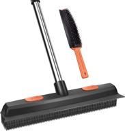 🐾 conliwell rubber broom pet hair removal tool: versatile carpet rake floor brush with squeegee fur and lint remover, ideal for fluff carpets, hardwood floors, tiles, and windows logo