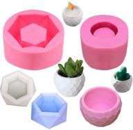 🌸 set of 2 handmade hexagon flower pot silicone molds - ideal for diy succulent plant resin, candle holder, wax casting, soap making with ceramic, cement, and clay logo