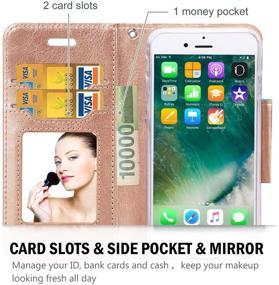 img 2 attached to Стильный кошелек ProCase для iPhone SE 2020/8/7 - MintGreen: переворачивается, с ремешком на руку, подставка и держатель для карт для женщин