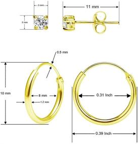 img 1 attached to 💎 Sterling Silver Endless Hoops & Round CZ Earrings Set: Choose Color for Women & Girls