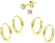 💎 sterling silver endless hoops & round cz earrings set: choose color for women & girls logo