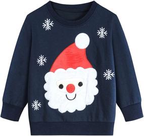 img 4 attached to 🎄 Christmas Sweatshirt Pullover for Boys - Reindeer & Snowflake Theme