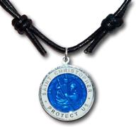 🏅 native treasure large colored st. christopher medal on adjustable black leather cord - choose your favorite! logo