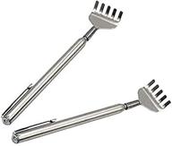 high-quality 3-in-1 stainless steel back scratcher set with extendable handle and convenient pocket clip logo