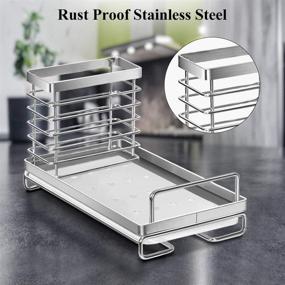 img 2 attached to Nieifi Stainless Steel Sink Caddy Organizer: Rust Proof, Removable Drip Tray, Sponge & Brush Holder for Kitchen Sink