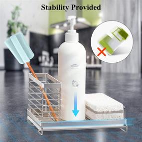 img 1 attached to Nieifi Stainless Steel Sink Caddy Organizer: Rust Proof, Removable Drip Tray, Sponge & Brush Holder for Kitchen Sink