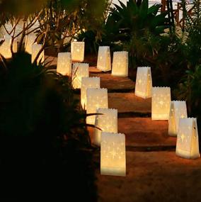 img 1 attached to 🕯️ Homemory Flameless LED Tea Lights with Luminary Bags - Pack of 24, Warm White Flickering Light, Electric Votive Tealights for Wedding, Party, Christmas - 150+ Hours