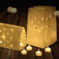 🕯️ homemory flameless led tea lights with luminary bags - pack of 24, warm white flickering light, electric votive tealights for wedding, party, christmas - 150+ hours логотип