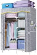 🗄️ ldab grey pattern portable wardrobe closet organizer with shelves, hanging rack & side pockets, 41x18x67'' - extra strong and durable logo