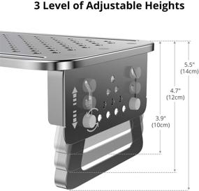 img 2 attached to ATUMTEK Серебряная подставка для монитора - Алюминий авиационного класса, регулируемая высота, сетчатая платформа - для компьютерного экрана, ноутбука, iMac, ПК, принтера, небольшого проектора.
