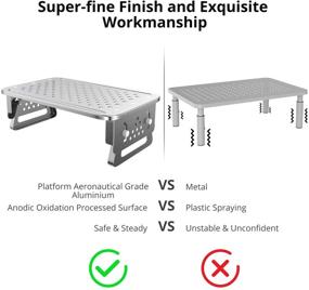 img 1 attached to ATUMTEK Серебряная подставка для монитора - Алюминий авиационного класса, регулируемая высота, сетчатая платформа - для компьютерного экрана, ноутбука, iMac, ПК, принтера, небольшого проектора.