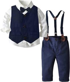 img 4 attached to Tuxedo Button Up Suspender Wedding Clothes