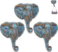 ceramic elephant hooks: stylish self-adhesive holders for kitchen, bathroom & home - 3 pack (active glaze) logo