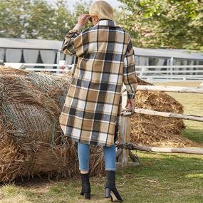 img 2 attached to 👚 Ainangua Women's Wool Blend Long Plaid Shirt Jacket with Button Down and Pockets for a Casual and Trendy Shacket Look