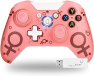 techken wireless controller for xbox one: 2.4ghz gamepad compatible with xbox one s/x pc (pink) - ultimate gaming control! logo