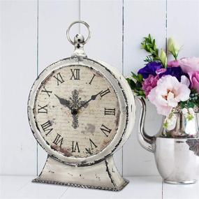 img 1 attached to ⏰ Stonebriar Large 12 Inch Battery Operated Table Top Clock with Roman Numerals and Antique Finish - Worn White