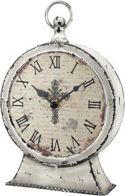 img 4 attached to ⏰ Stonebriar Large 12 Inch Battery Operated Table Top Clock with Roman Numerals and Antique Finish - Worn White
