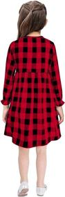 img 1 attached to 👗 Stylish KYMIDY Girl Casual Dress: Long Sleeve Plaid Dress in Black and White for Kids (2-7 years)