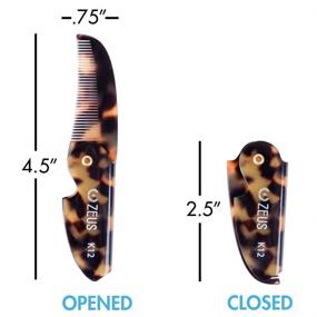 img 3 attached to Познакомьтесь с расческой для усов ZEUS Folding Mustache Comb - мастерски сделанной из пилкой-подпилом, складной карманной расческой для усов, дизайн "Тортоисовый черепаховый" (K12).