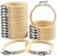 🧵 caydo 20 pieces 3 inch bamboo embroidery hoops for art craft, handy sewing - round wooden circle cross stitch hoop ring logo