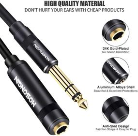 img 2 attached to 🎧 HOSONGIN 1/4 Inch Headphone Guitar Extension Cable Cord, 6.35mm TRS Male to Female Stereo Audio Cable, 5ft