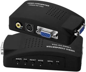 img 4 attached to Black SIENOC Laptop AV S-video Video 💻 to VGA TV Converter Switch Box for PC