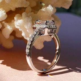 img 1 attached to 💍 Бриллиант BeFab Silver 1.0 карат (7x5 мм) Изумрудная огранка Кольцо обручальное: Свадебное с гало, Полувечность, Лучисто ограненные акценты юбилея