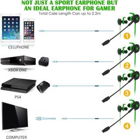 img 1 attached to 🎧 Wired Gaming Earphone for PS4, Laptop, Cellphone - Adjustable Mic, E-Sport Earbuds with Portable Bag, Inline Controls - Green