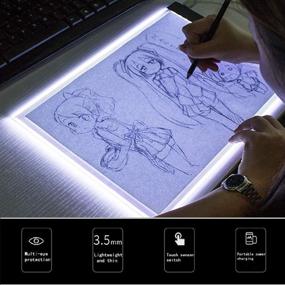 img 1 attached to TableRe A5 светодиодный графический планшет: тонкая плоская световая коробка для искусства, шаблонов и рисунков с тремя уровнями яркости для художников, скетчей, анимации и бриллиантовой живописи